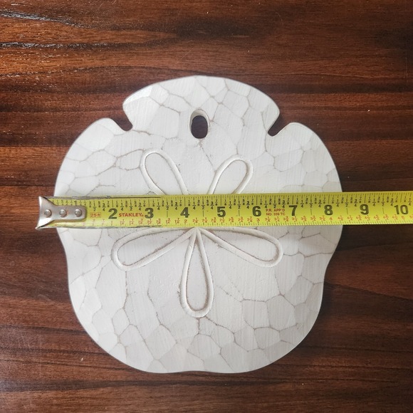 Sand Dollar Wall Plaque Wood Handcrafted 8.5" High Beach House T.I. Design - Picture 2 of 9
